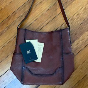 Frye Leather Side Pocket Hobo Shoulder Bag - Cognac